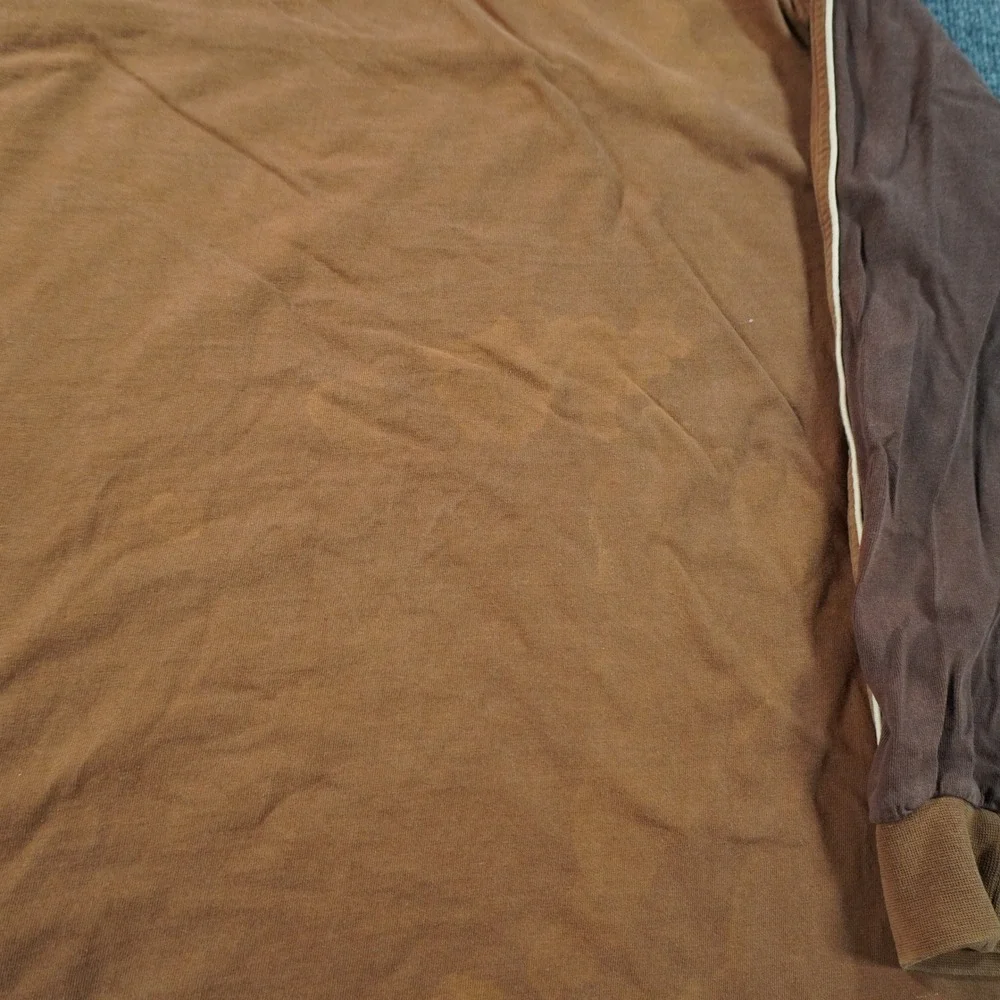 Southpole Long Sleeve Shirt Mens XL Brown Y2K Colorblock Streetwear Logo Patch